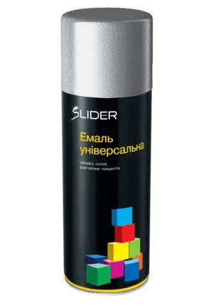 Емаль SLIDER color універсальна 9006 срібляста, в аер. упаковці, 400 мл